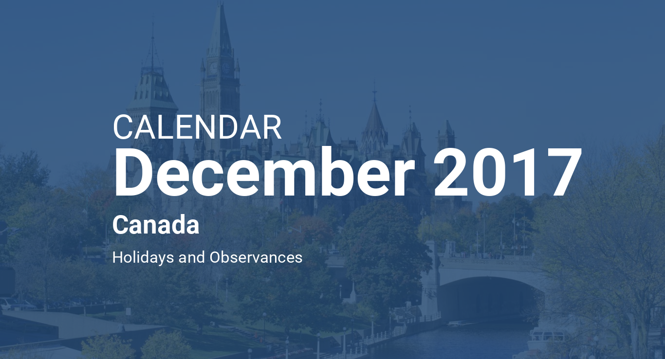 December 2017 Calendar Canada 1300